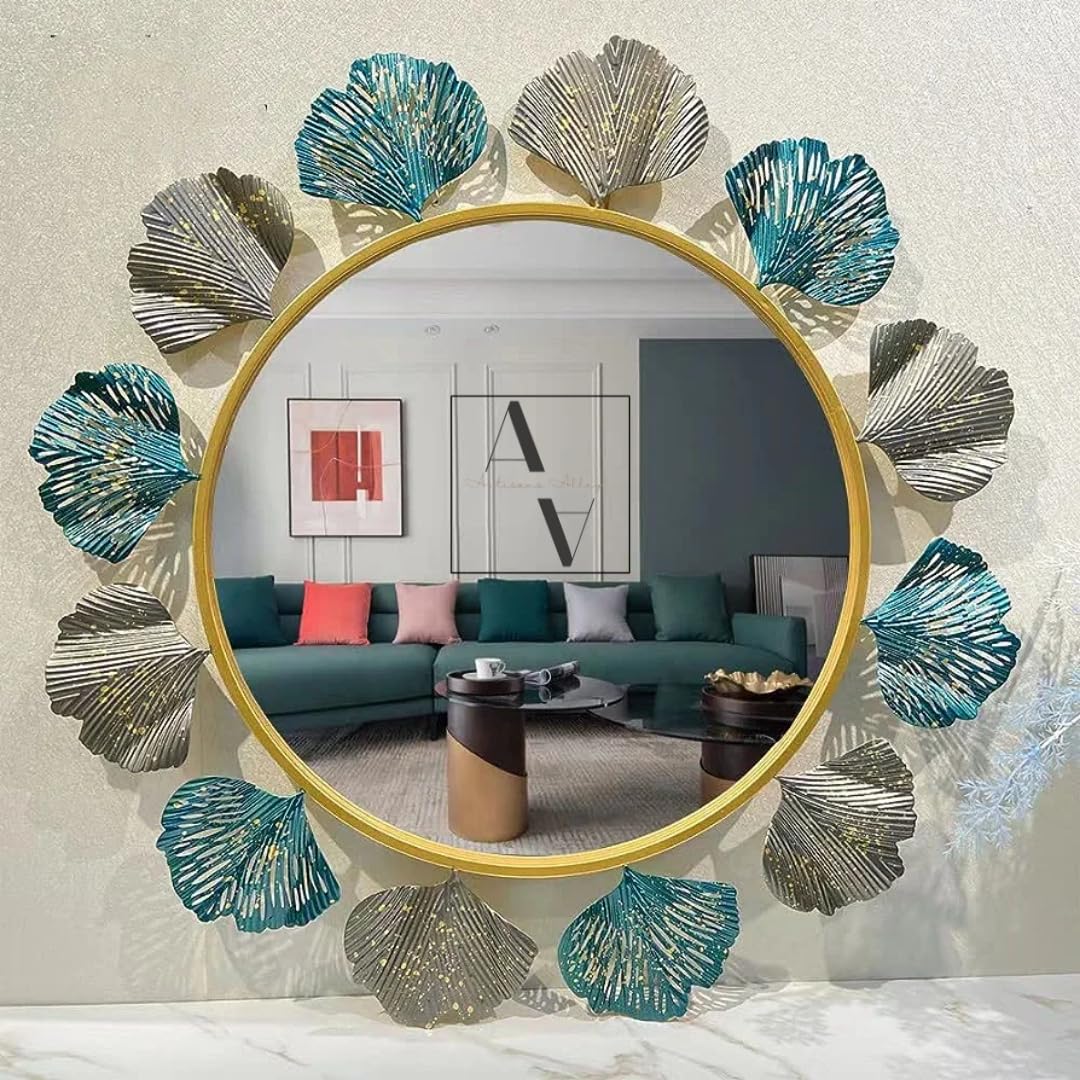 Craft2lance Gingko Leaf Wall Mirror for Home Office Living Room Bedroom Wash Basin Bathroom