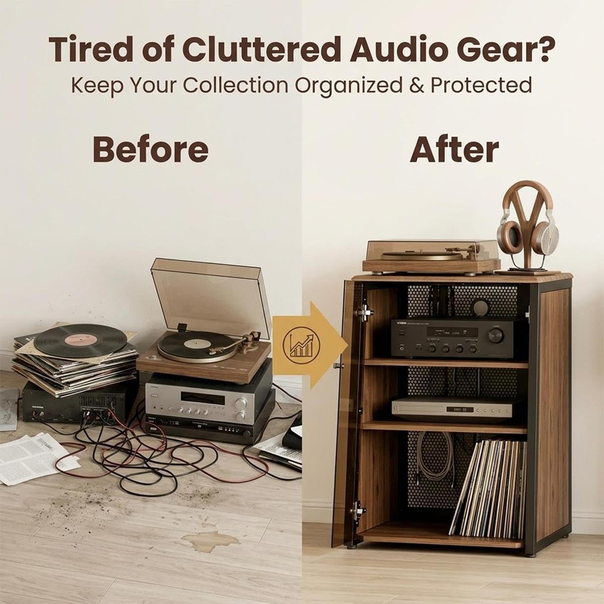 Nussbaum Audiomöbel mit Glastür für Stereo HiFi Geräte