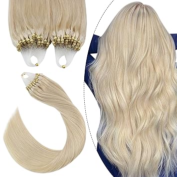 Amazon Com Ugeat Micro Beads Hair Extensions Human Hair Cold Fusion Hair White Blonde Color Hair 60a Microlink Hair Extensions Human Hair Natural Soft Hair Extensions 18 Inch 50g 50strands Beauty