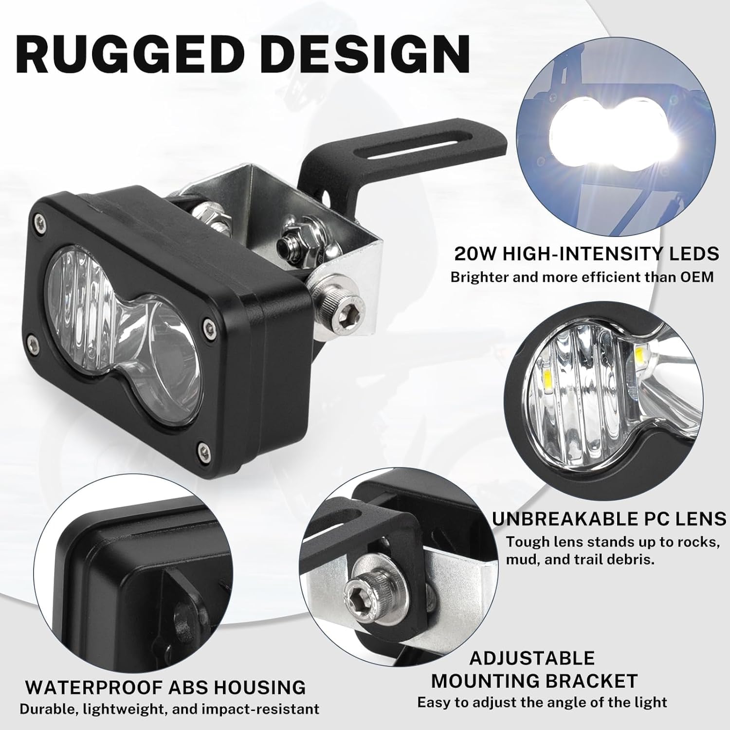 Reflektor Ebike ultra jasne światło LED 20 W, kompatybilne z 12 V-60 V, wodoodporne złącze, Plug and Play, przednie światło z przełącznikiem, akcesoria do roweru elektrycznego