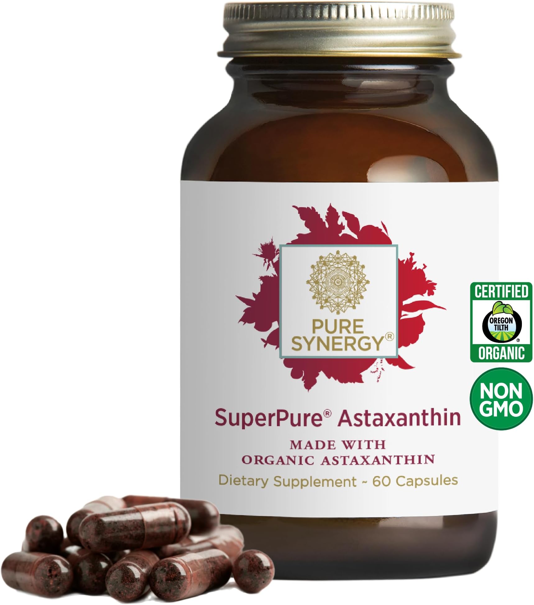 SuperPure Astaxanthin Extract | Organic Astaxanthin from Algae with Sunflower Lecithin | Antioxidant Support for Skin and Eye Health (60 Capsules)