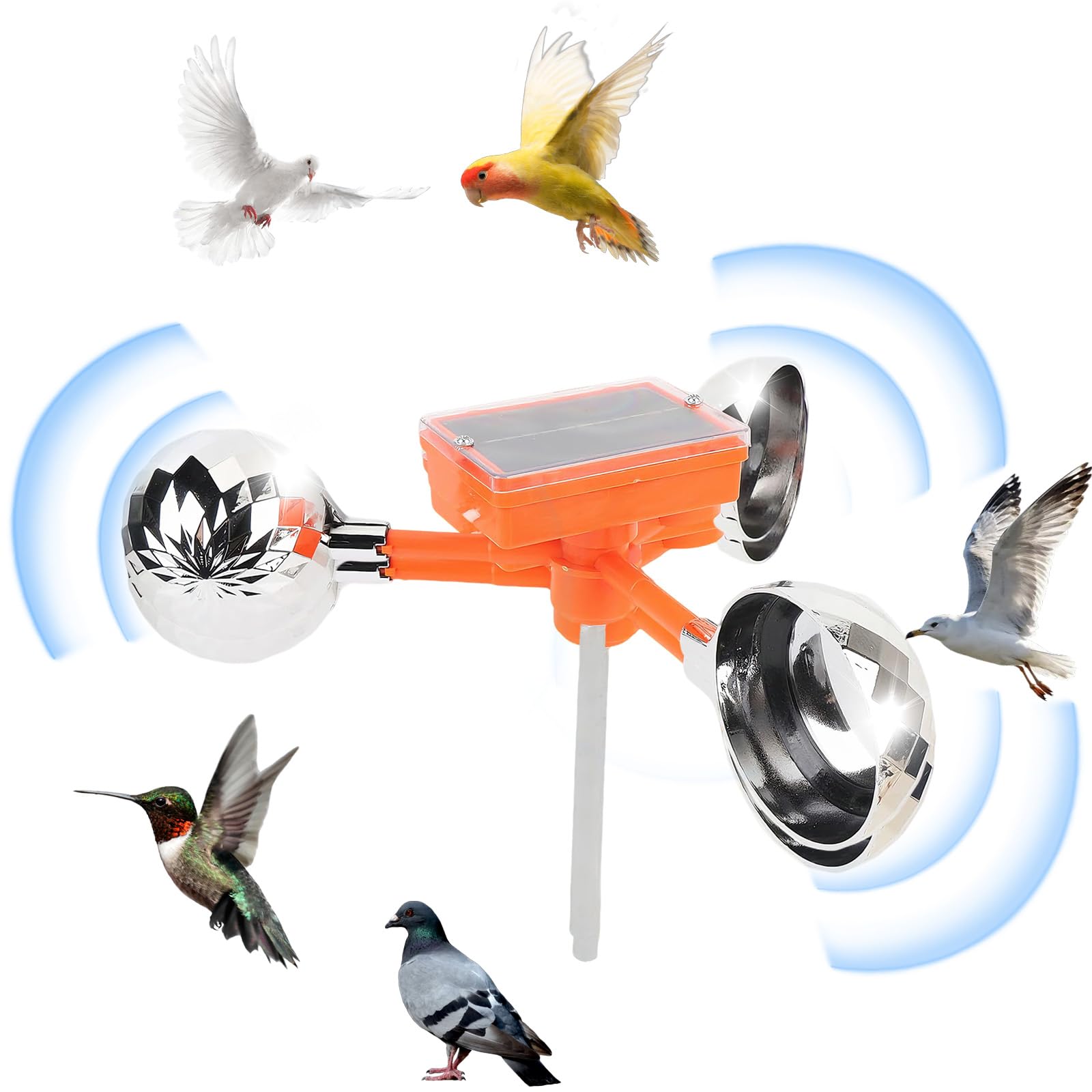 Solar Bird Deterrent Device, Bird Scarer, Pigeon Deterrent, Seagull Deterrent, Sound Flashing Wind Powered Outdoor Animal Control For Gardens Orchards Fields Railways