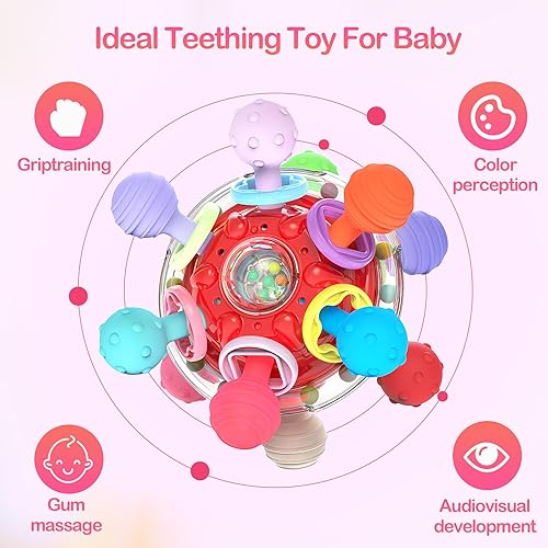 Miniatura 6 de Juguetes sensoriales para la dentición para bebés, mordedores Montessori, sonajeros sensoriales actualizados, regalo para bebés recién nacidos,
