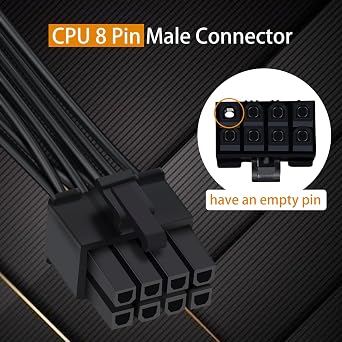 COMeap PCIe Cable for Corsair, ATX CPU 8 Pin Male to Dual PCIe 8 Pin (6+2) Male Power Cable for Corsair Thermaltake ARESGAME Power Supply 25-inch(63cm)