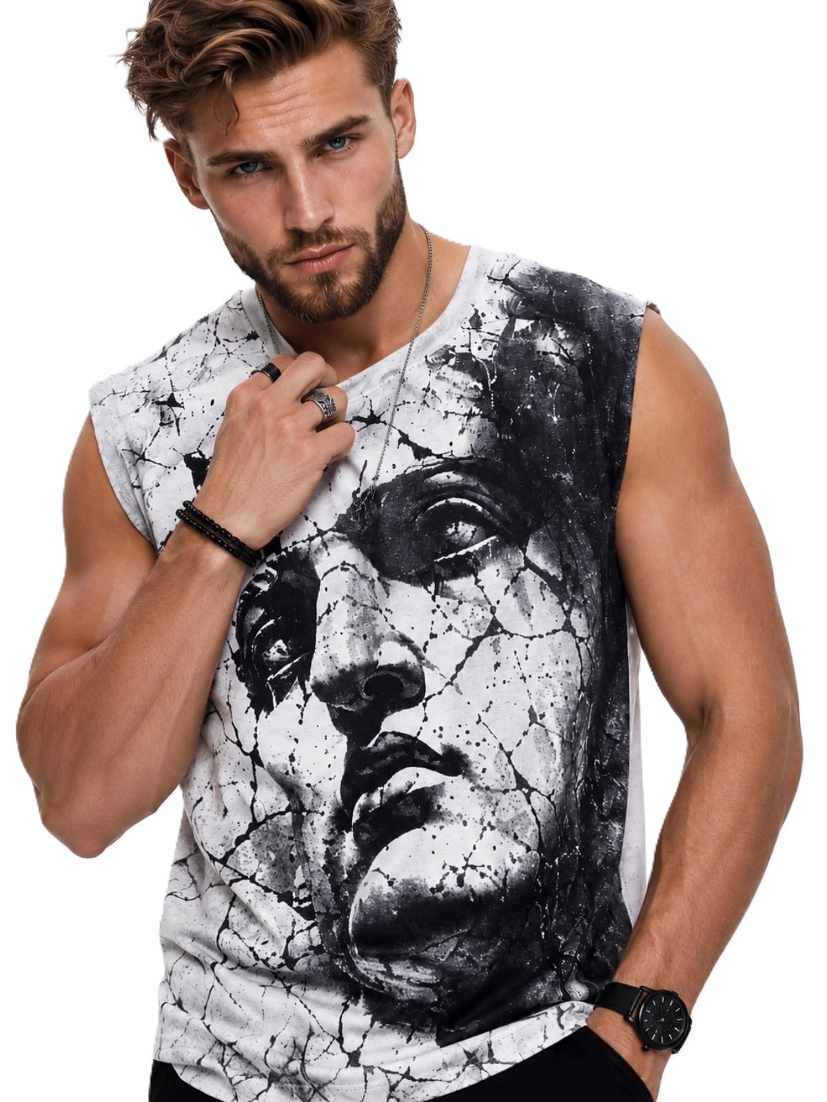 Modern Men's Premium Cotton Gym VestSummer Round Neck Vest-picture-16