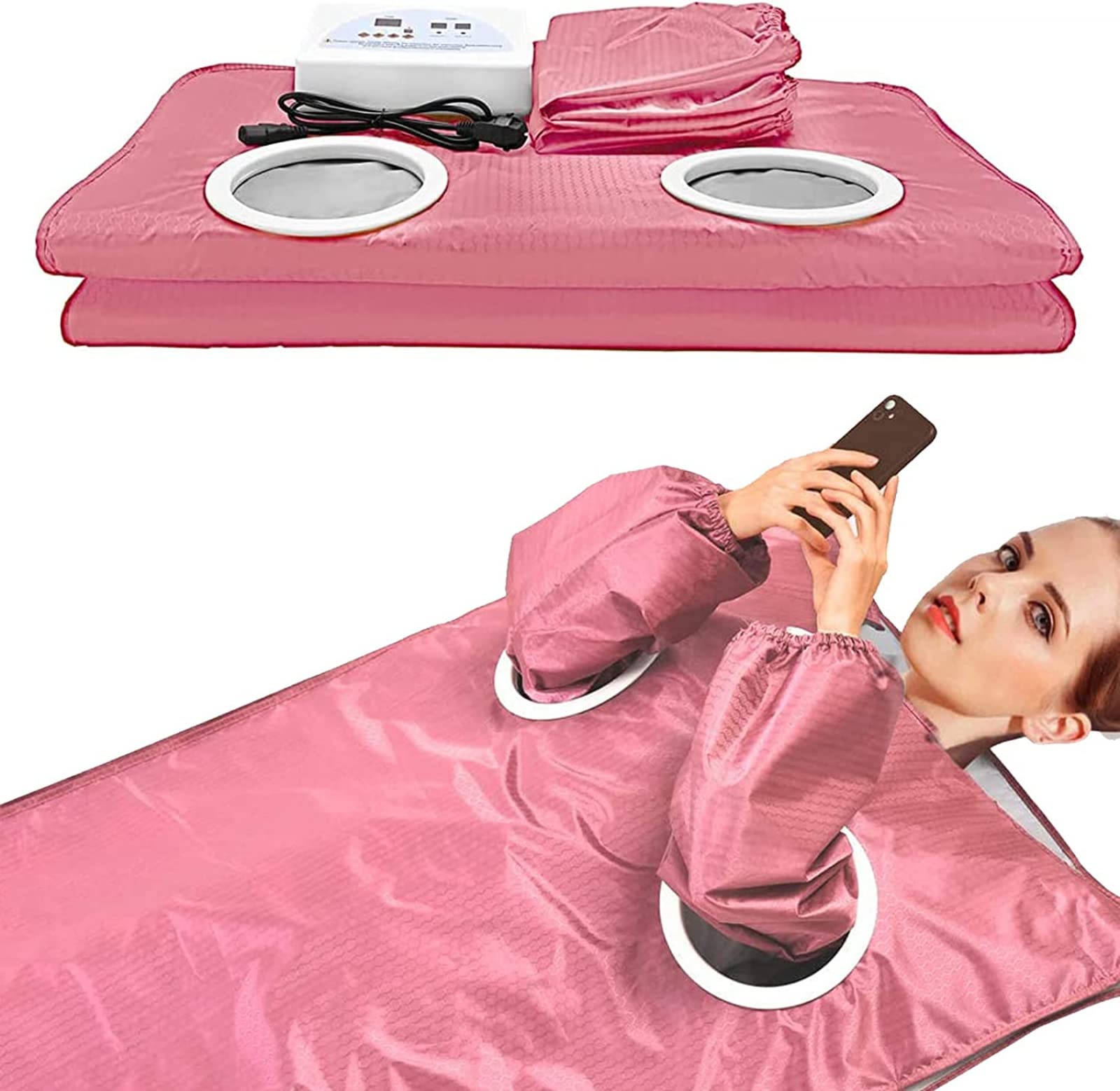 Coperta sauna a infrarossi lontani con controller a 2 zone, coperta professionale per sauna e massaggio, per modellare il corpo, dimagrante, fitness, terapia disintossicante, anti-invecchiamento,