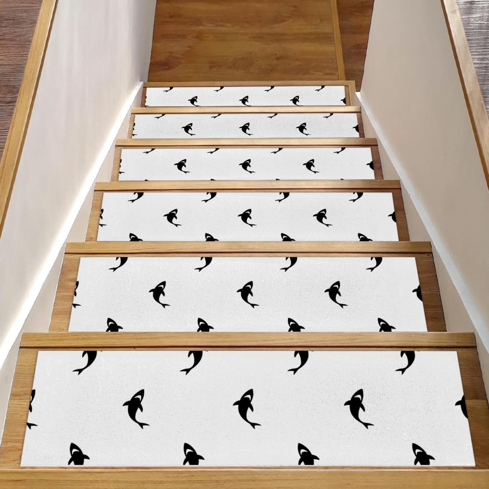 Alfombras para escaleras lavables a máquina tapetes negros antideslizantes para peldaños de madera
