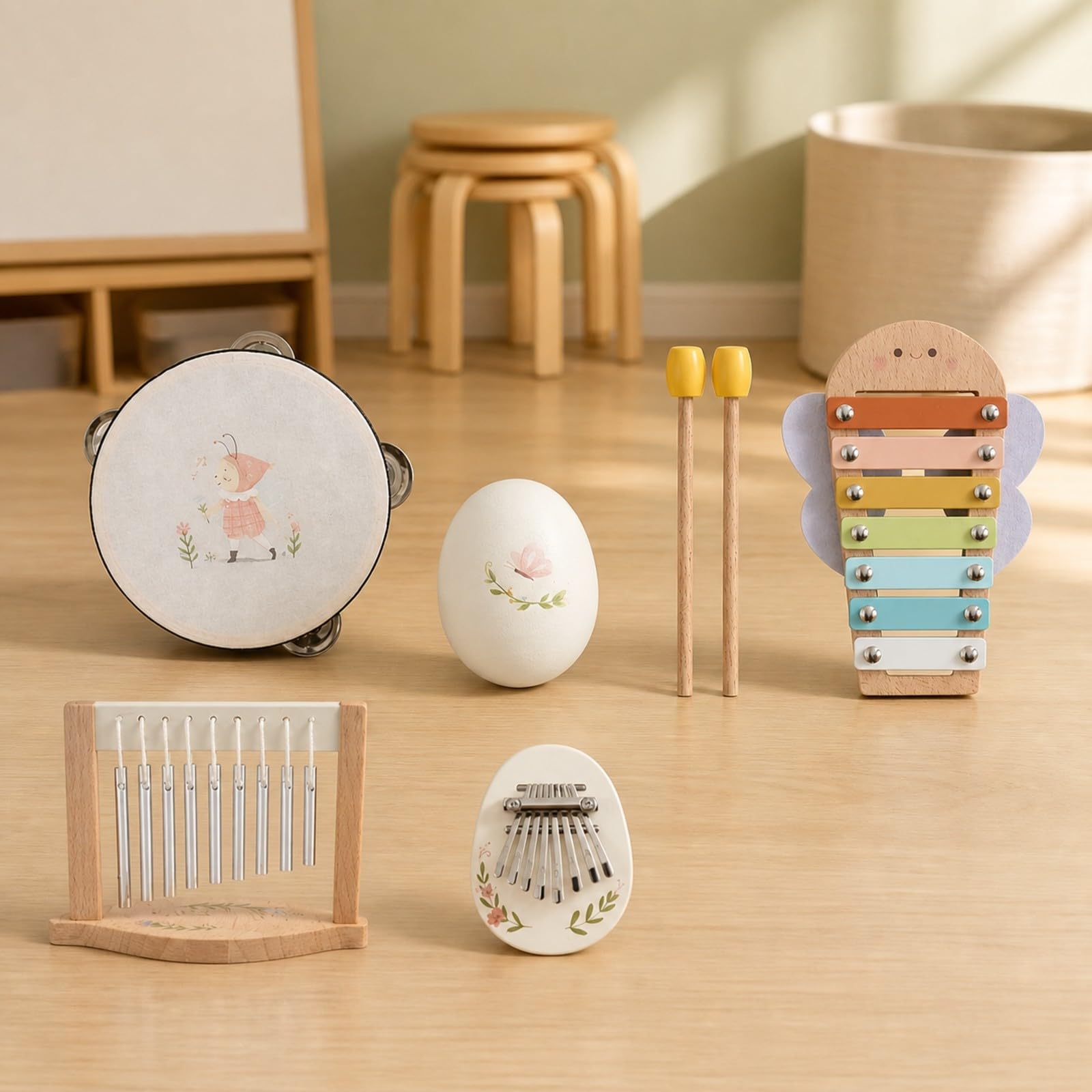 Jeu d’Instruments Musique en Bois | Ensemble Musical, Bords Arrondis, Ensemble Percussion, pr Crèche, Enfants, -s