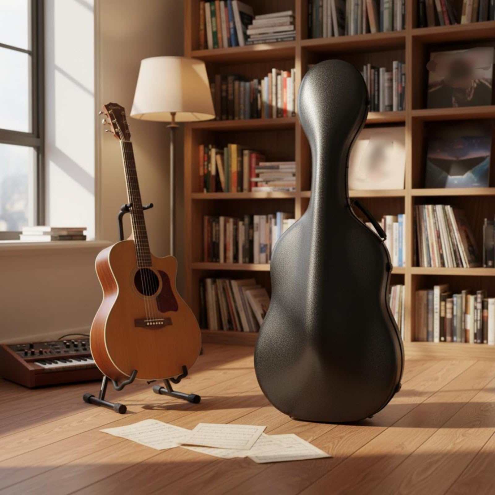 Qianly Custodia Rigida per Chitarra Antiurto Zaino Custodia per Chitarra Portatile Borsa da Trasporto per Musicisti Itineranti, Motivo Onda 39 Pollici