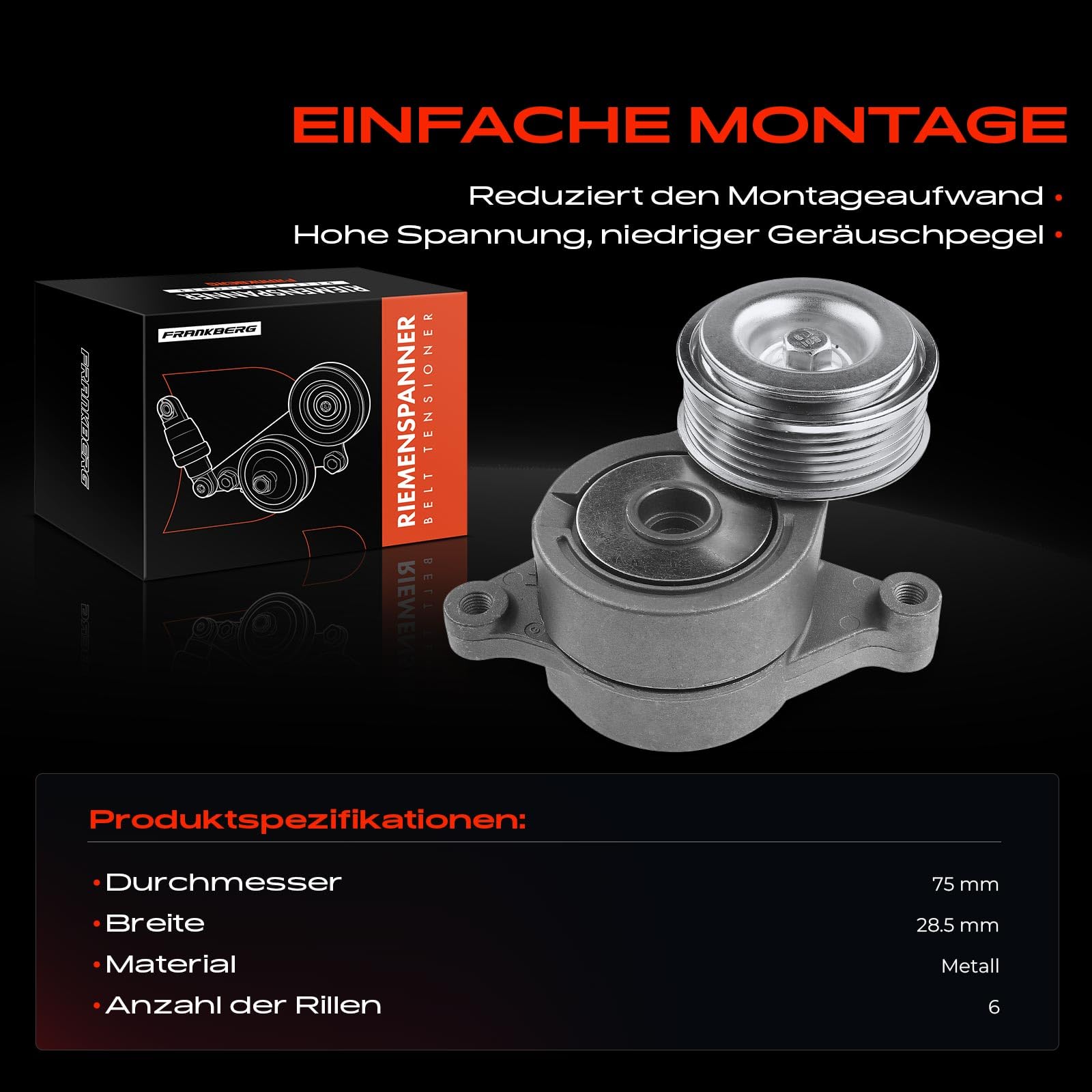 Frankberg Rolka napinająca, napinacz paska, kompatybilna z benzyną 1,6 l, 2008-2014, 3 sedan BL 1,6 l, benzyna, 2009-2014, Replace# ZY5115980
