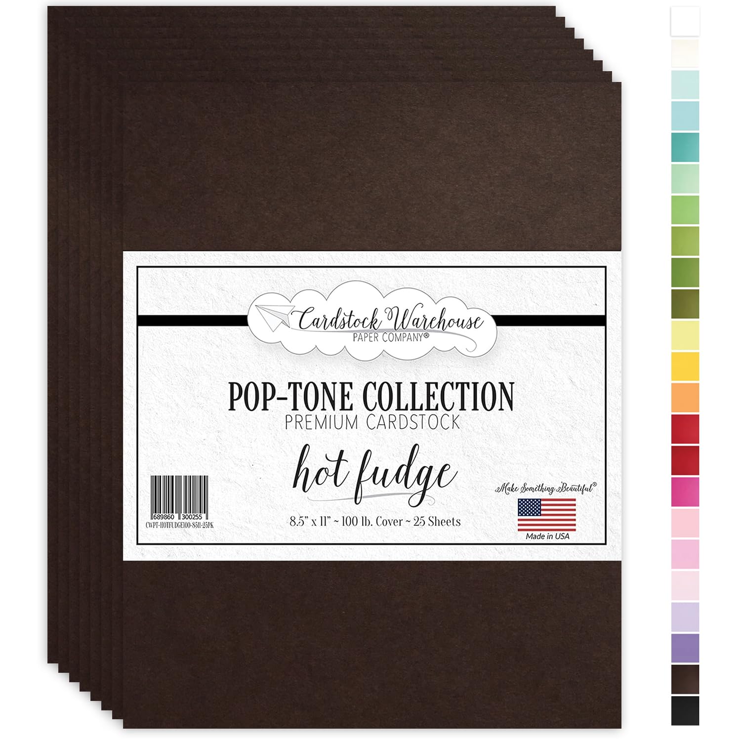 Cardstock Warehouse Pop-Tone Hot Fudge Brown Cardstock Paper – 25 Sheets, 8.5 x 11" - 100 lb / 270 GSM Premium Brown Card Stock for Die-cutting, Crafts, Printing, Card Making and DIY Projects
