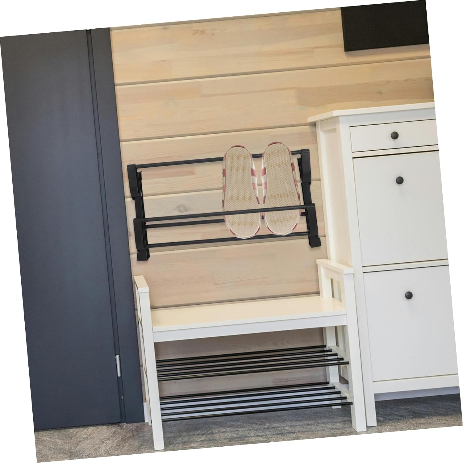 Foldable Wall-Mounted Shoe Rack Space-Saving Self-Adhesive Storage Organizer for Entryway No Drill Installation Design Efficient Shoe Holder