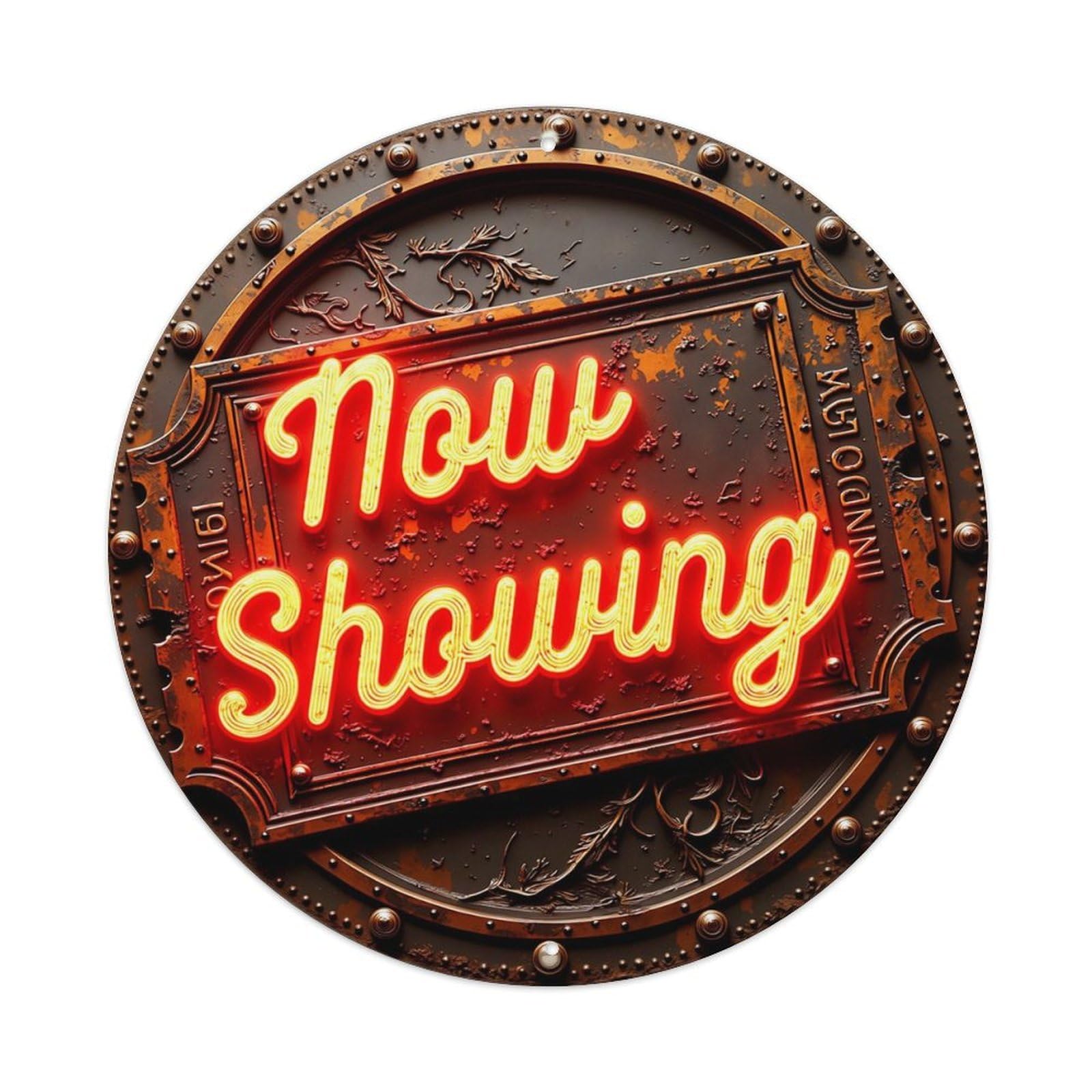 Neon Sign Rustic Metal Retro Metal Sign Round Tin Sign, Vintage Decor Art Poster for Bar, Home, Man Cave, Kitchen, Laundry Room Gift 8x8Inch