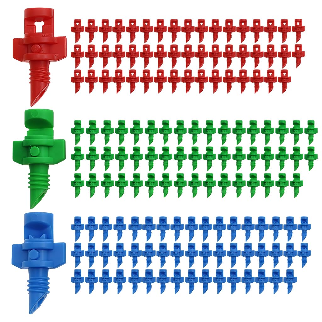ZIBUYU® 150Pcs Plastic Water Spray Nozzle, Garden Pipe Water Spray Nozzle 90/180/360° Misting Sprinkler for Garden Watering Plants Lawn Greenhouse Agriculture Irrigation System(50 of each colour)-image-7