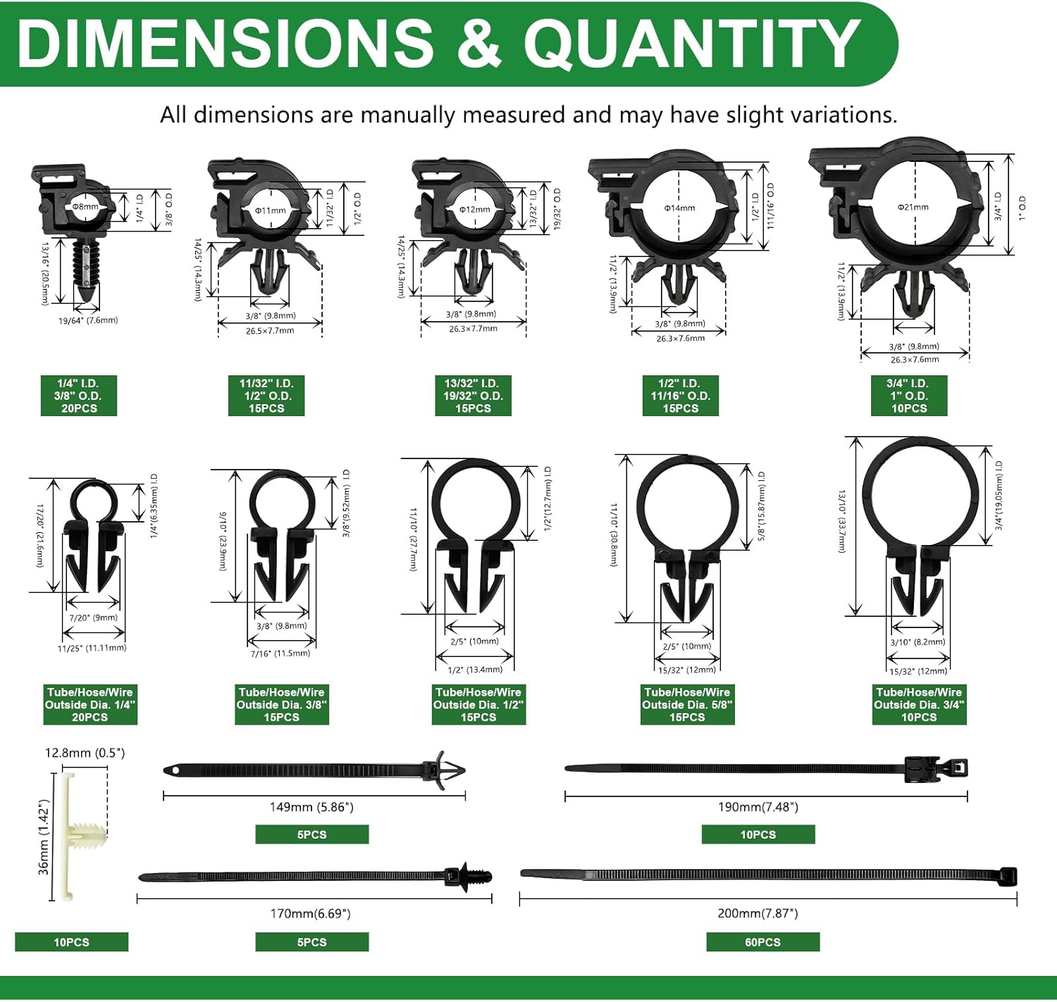 240pcs Car Wire Loom Routing Clips Assortment Kit, 15 Sizes Universal Car Wiring Harness Clips & Push Mount Cable Ties Replacement Parts for Ford Honda GM Mazda