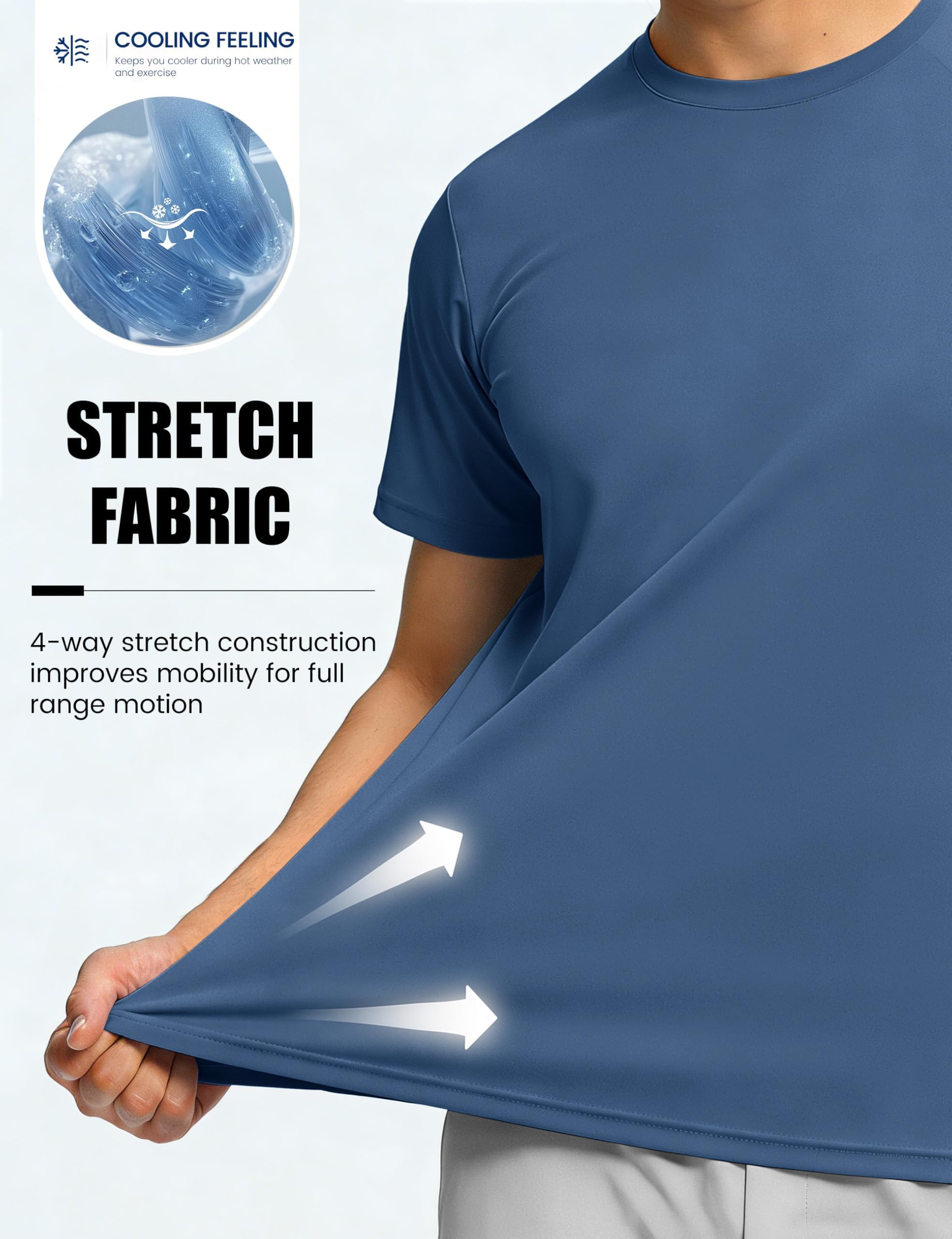 TACVASEN Camiseta de Manga Corta para Hombre Camiseta de Protección Solar Camiseta de Playa Ligera Camisa Protección UV UPF 50+