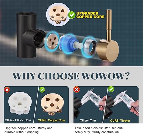 Miniatura 7 de WOWOW - Grifo de cocina negro y dorado con dispensador de jabón, grifo de fregadero de cocina de acero inoxidable con una sola manija de arco alto