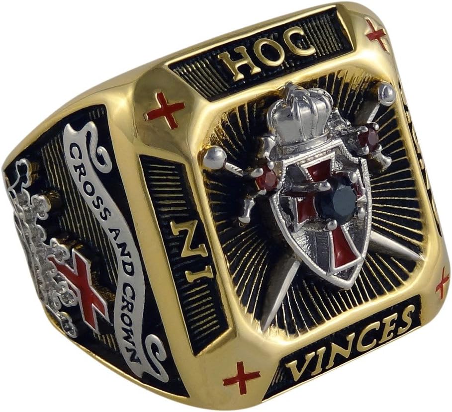 Knight Templar Masonic Ring 18k Gold Pld Shield & Sword Yellow Version 45 Gr Handcrafted BR-3