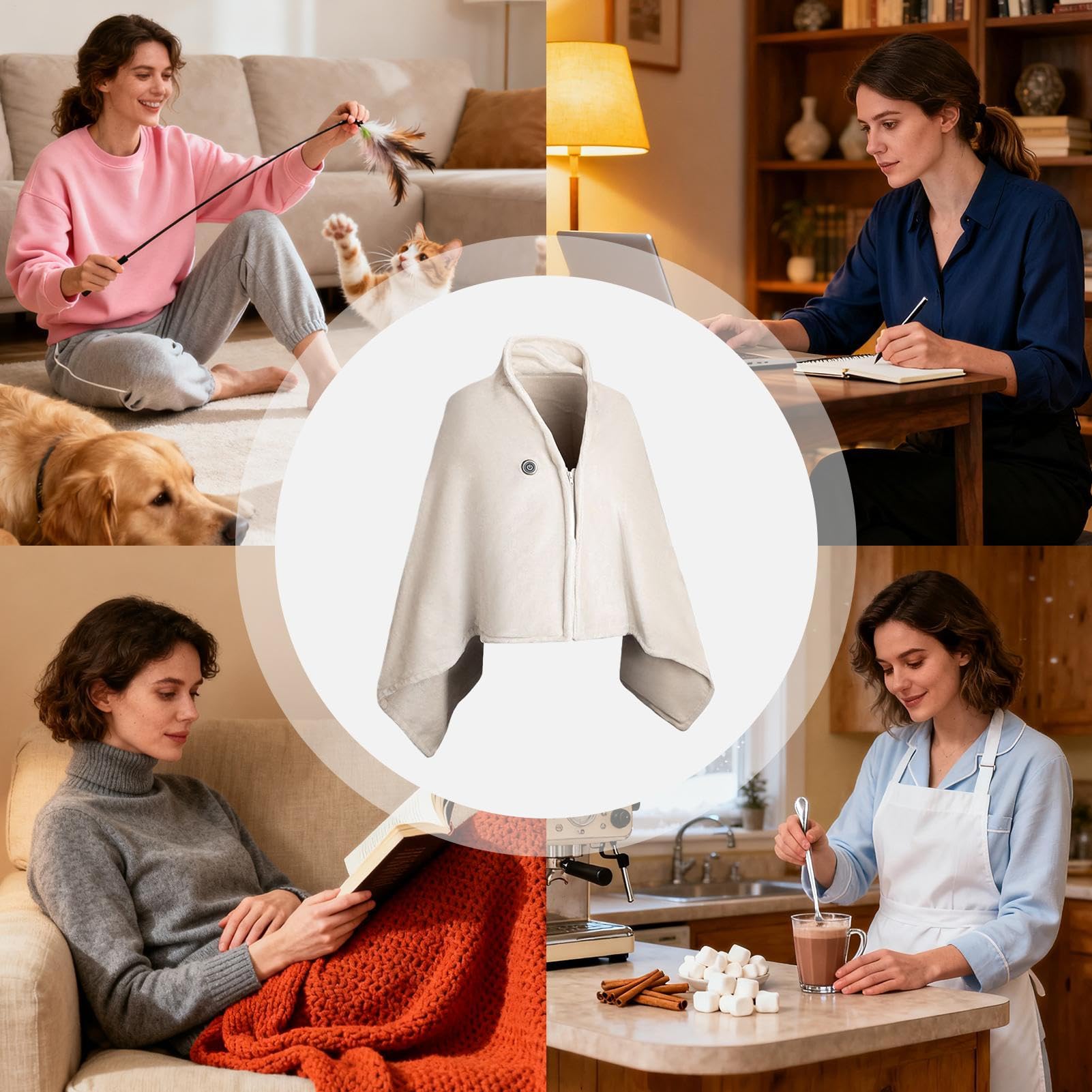Coperta Riscaldante Indossabile Riscaldatore Regolabile USB Ricaricabile | Coperta Riscaldata Ricaricabile per Casa Equitazione Ciclismo Viaggio Campeggio Inverno Freddo Picnic All'aperto