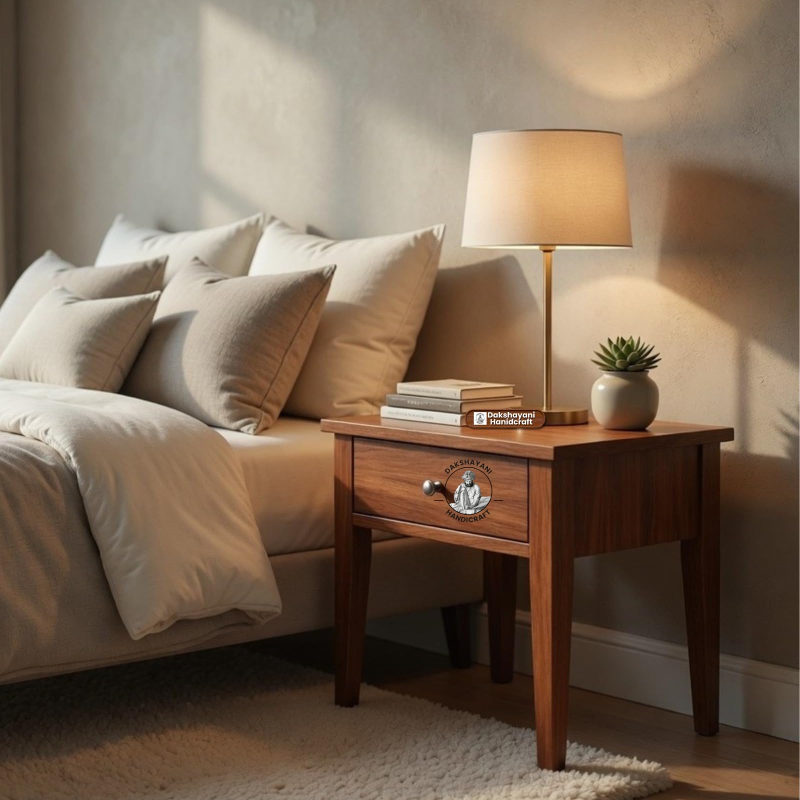 Sheesham Wood Allure Bedside Table for Bedroom & Living Room | Solid Wood Nightstand with Storage Drawer and Open Shelf | Modern End Table-image-5