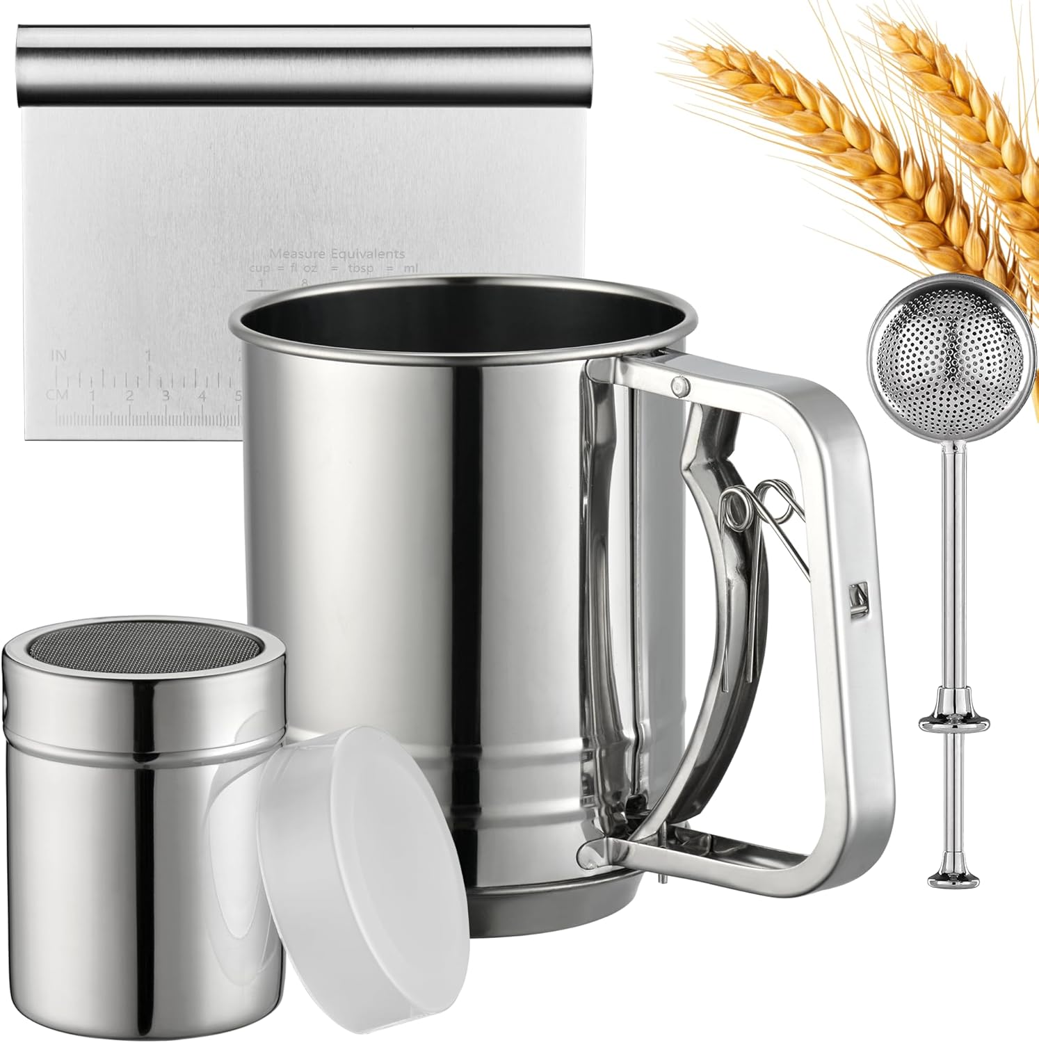 PIQUEBAR Flour Sifter - Fine Mesh Sifter Stainless Steel with Wire Loop for Baking