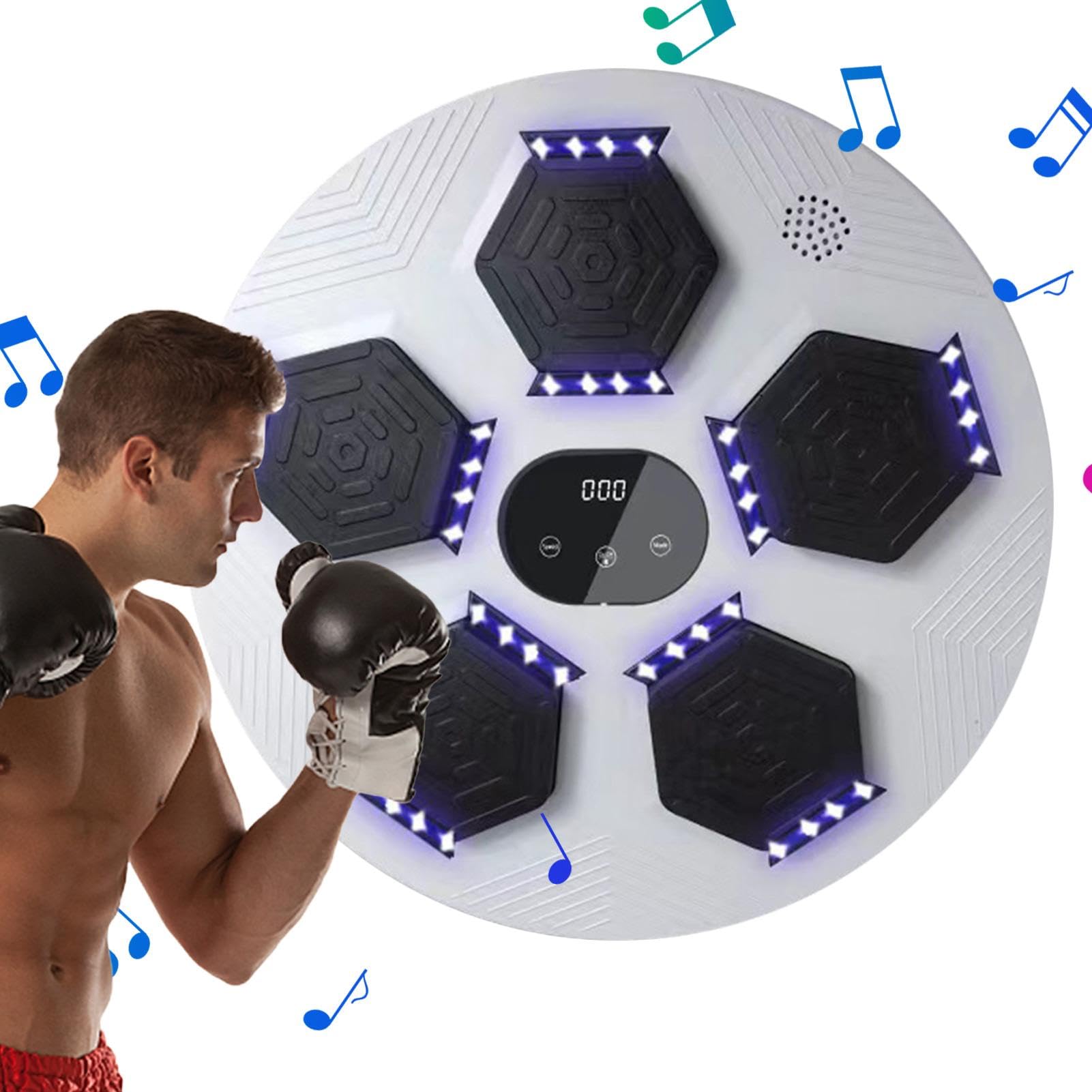 Music Boxing Machine - Macchina da boxe da parete, attrezzatura da allenamento | Punzonatrice elettronica con modalità di illuminazione, boxer musicale regolabile per allenamento al chiuso