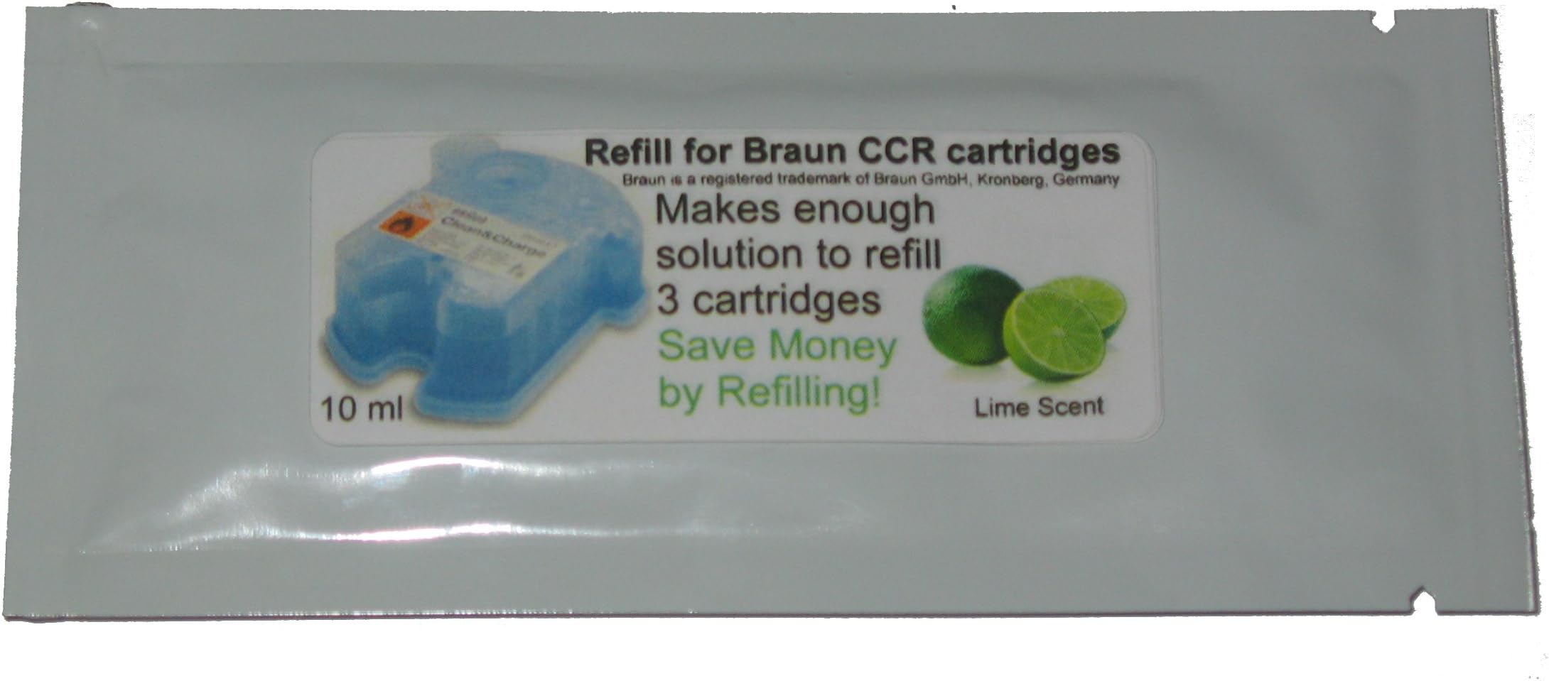 Refill Solution compatible with Braun® Clean & Renew® CCR3 Shaver Cartridges (Lime, 1 Packet (3 refills))