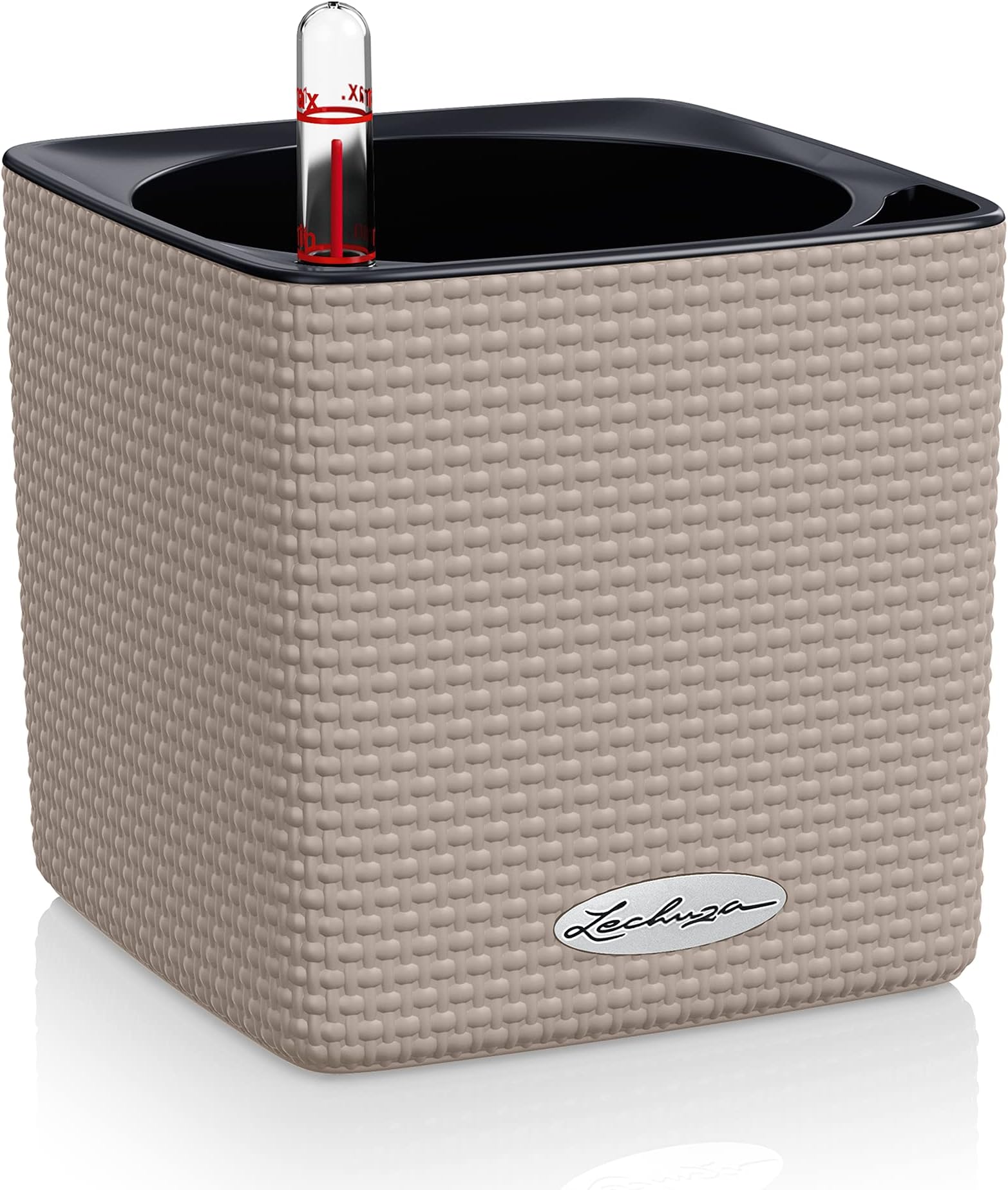 CUBE Color 14 Self Watering Planter Small Flower Plant Pot Plastic Indoor Table Planter without Drainage Hole H14 L14 W14 cm Sand Brown
