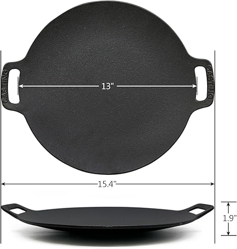 Miniatura 2 de Sartén coreana para barbacoa de 13 pulgadas, plancha de hierro fundido para uso en interiores y exteriores