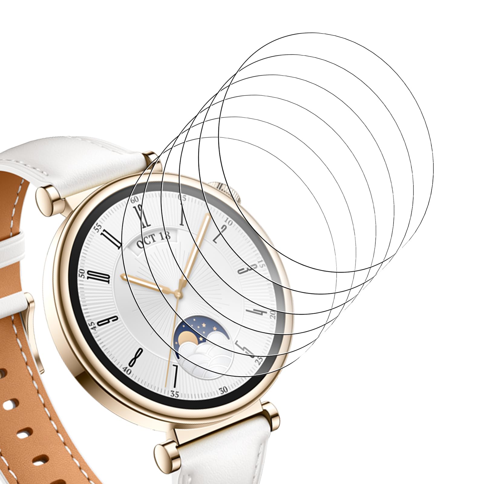 6 Pieces Screen Protector Compatible with Huawei Watch GT 4 41 mm / GT 5 41 mm, HD Tempered Glass Film Compatible with Huawei Watch GT 5 41 mm / GT 4 41 mm, Anti-scratch
