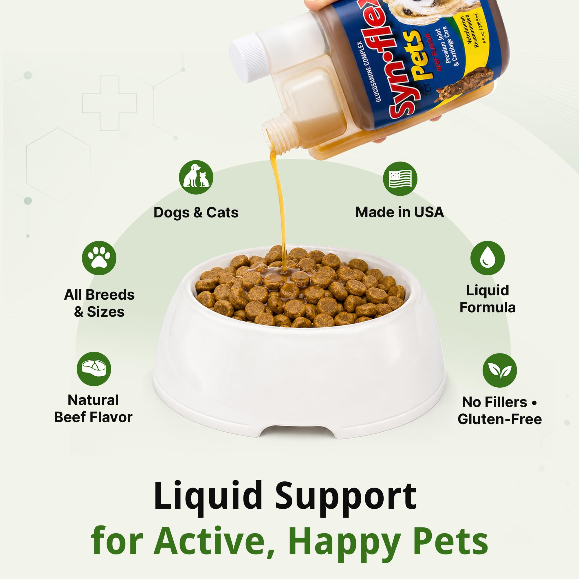 Synflex Pets Formule de glucosamine Liquide pour Animaux domestiques 227 g, Synflex Pets Liquid Glucosamine Formula for Pets, 8oz