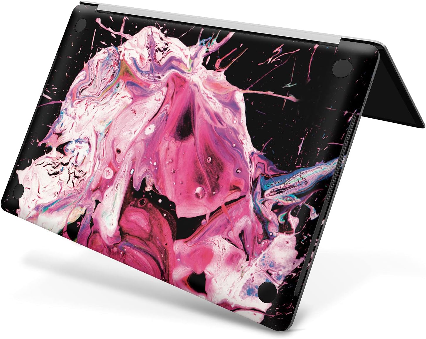 Mertak Vinyl Skin Compatible with MacBook Air 13 M2 M1 2023 2022 Pro 16 inch 15 14 2021 2020 2019 Top Wrap Touch Bar Pink Clear Laptop Trackpad Keyboard Paint Luxury Splash Abstract Cover Black
