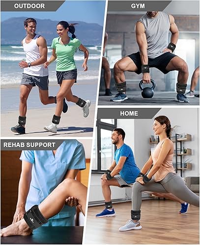 Miniatura 5 de Tobilleras con peso regulable (1-3456810121520 libras), par con pesas extraíbles para trotar, hacer gimnasia, aeróbicos y terapia física
