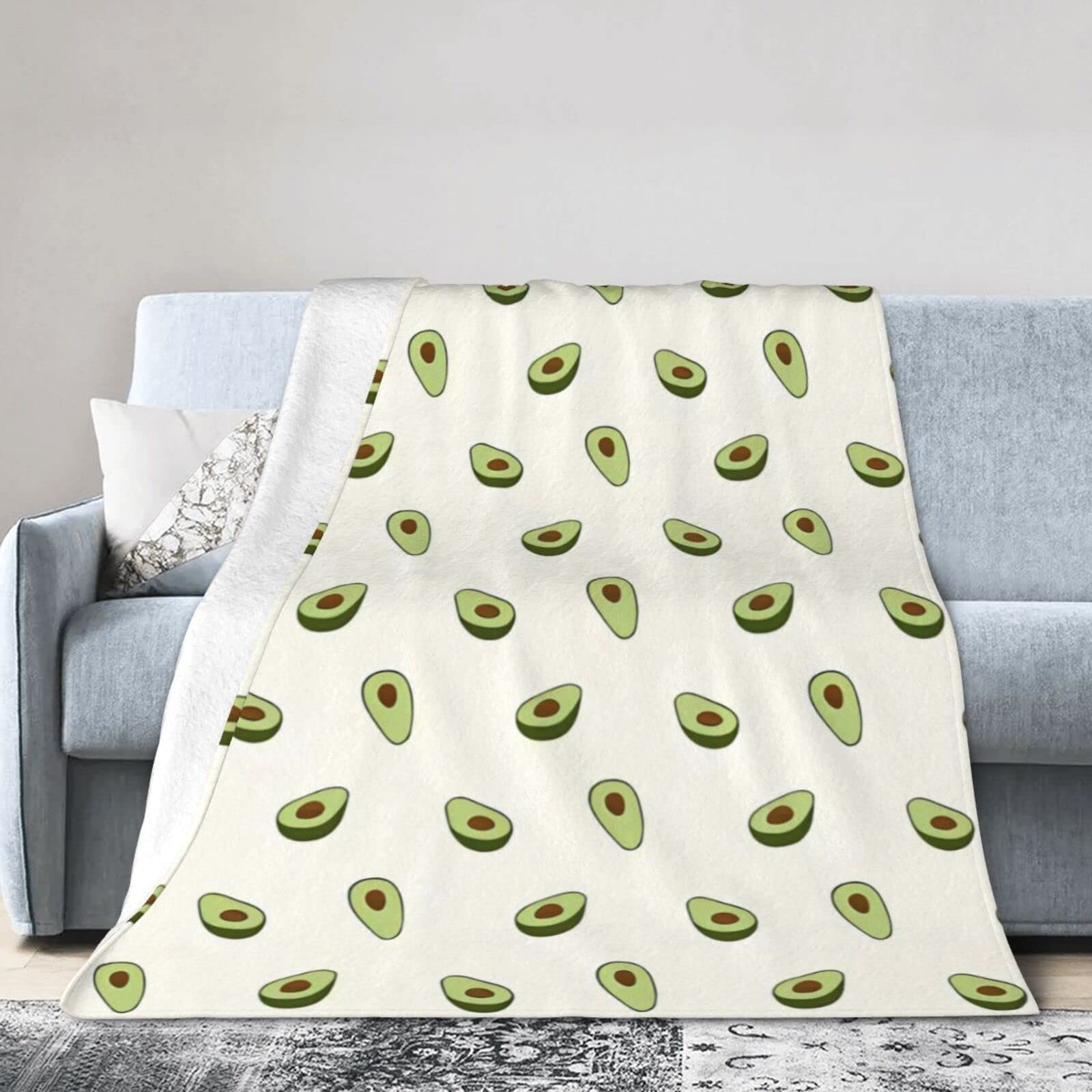 Couverture en micro polaire avocat DTGPRO 203x152 cm jeté de canapé chaud et épais
