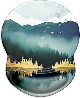 ITNRSIIET Mouse Pad, Mouse Pad Wrist Support Mousepad with Wrist Rest, Mouse Pads for Wireless Mouse Ergonomic Cute Desk Decor Desk Accessories for Women, Non-Slip PU Base, Landscape Forest