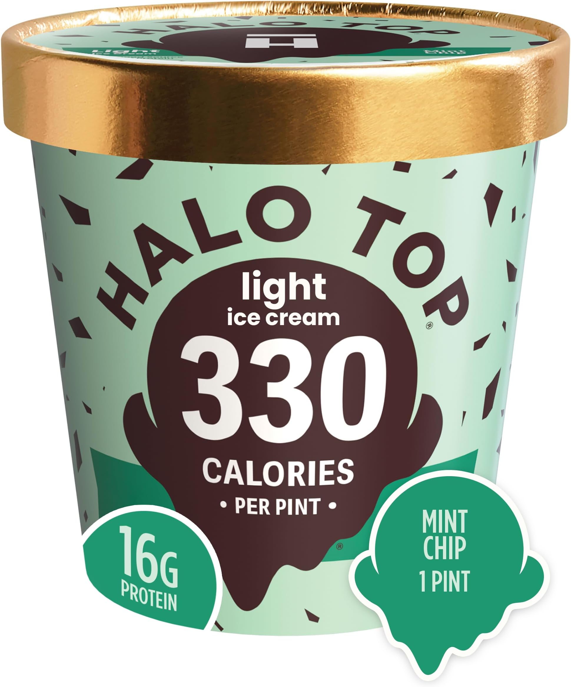 Halo Top Creamery, Mint Chip, 16 oz (Frozen)