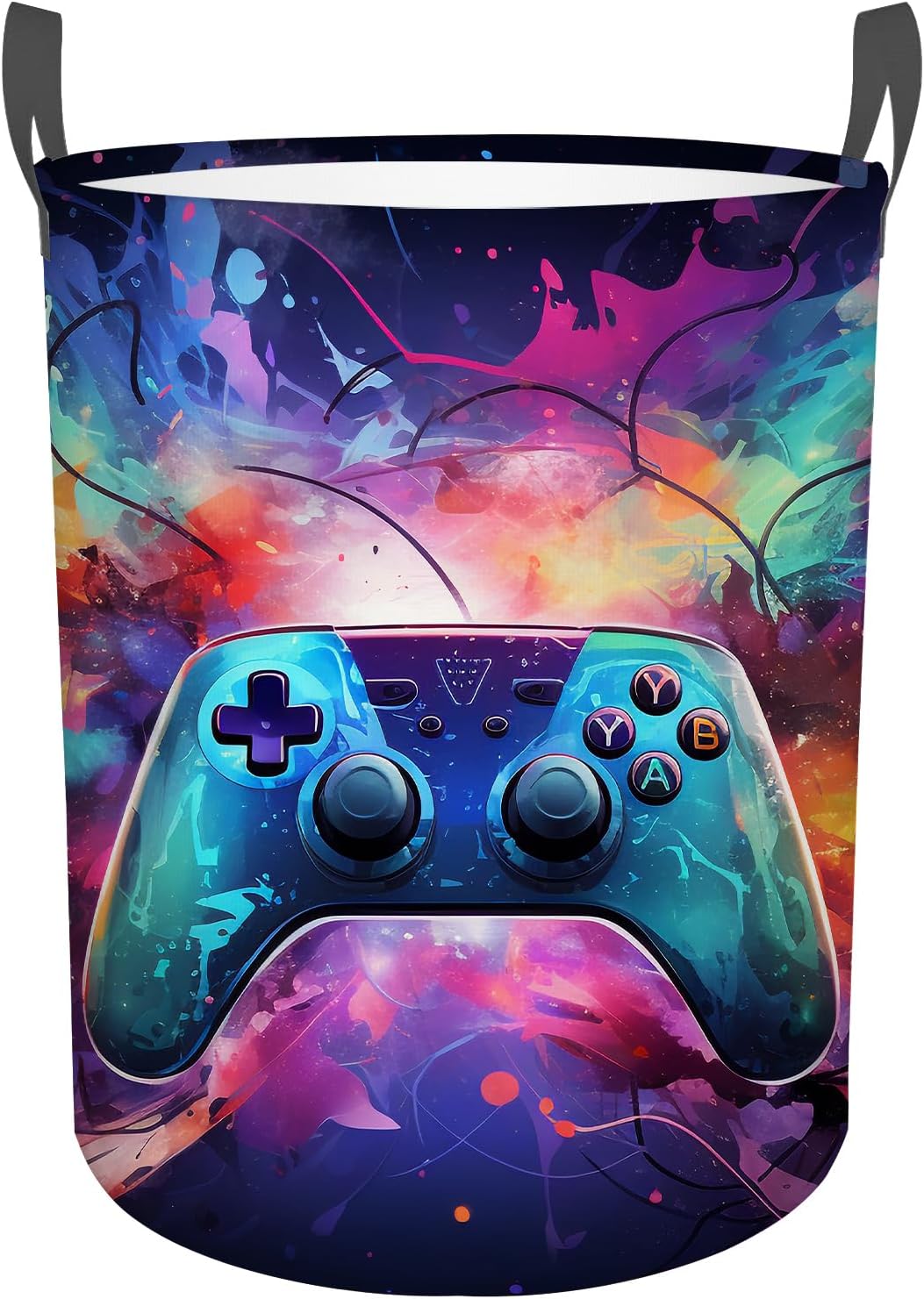 Game Console Laundry Basket,Laundry Hamper with Handles Collapsible Storage Baskets for Home Decor,Office,Toy Organizer,15.7 x 19.6