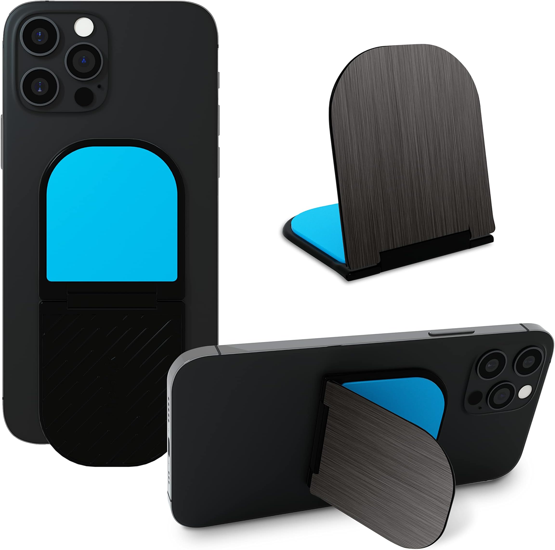 Flipstik 3.0 Foldable Adhesive Phone Mount – Sticks to Any Flat Surface – Hands Free Selfies, Videos, Car Mount, Phone Stand, Travel Accessory – Sticky Phone Mount (Dark Titanium)