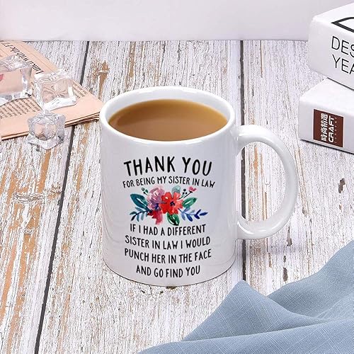 Miniatura 4 de DQG CVT Taza de café con texto en inglés "Thank You for Being My Sister in Law - Taza de café con texto en inglés "Thank You for Being My Sister in