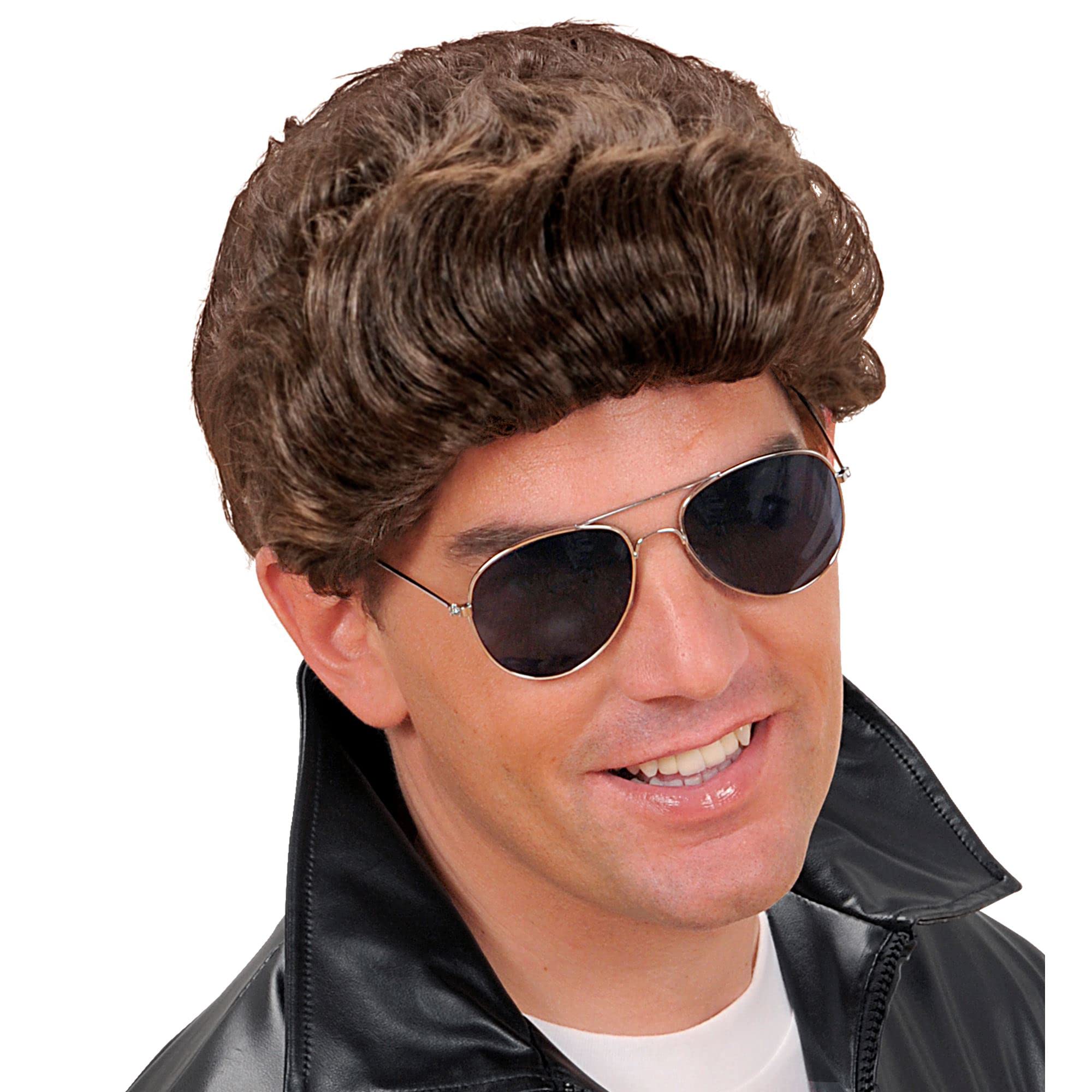 Greaser Brown Wig for Hair Accessory Fancy Dress