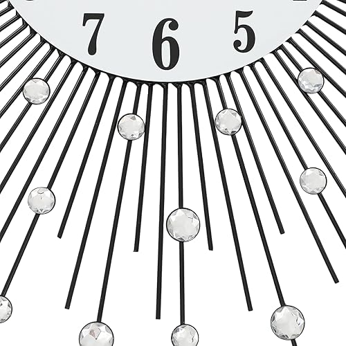 Miniatura 6 de Reloj de pared de cristal 3D de 23.6 pulgadas con diamantes brillantes y tachonados de plata, reloj de pared moderno y de lujo redondo para