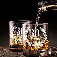 Vista 4 de Perfectinsoy Juego de regalo de cristal de whisky de 30 años, regalo de boda para mamá, papá, abuelos, alma gemela, pareja, regalos de 30 años