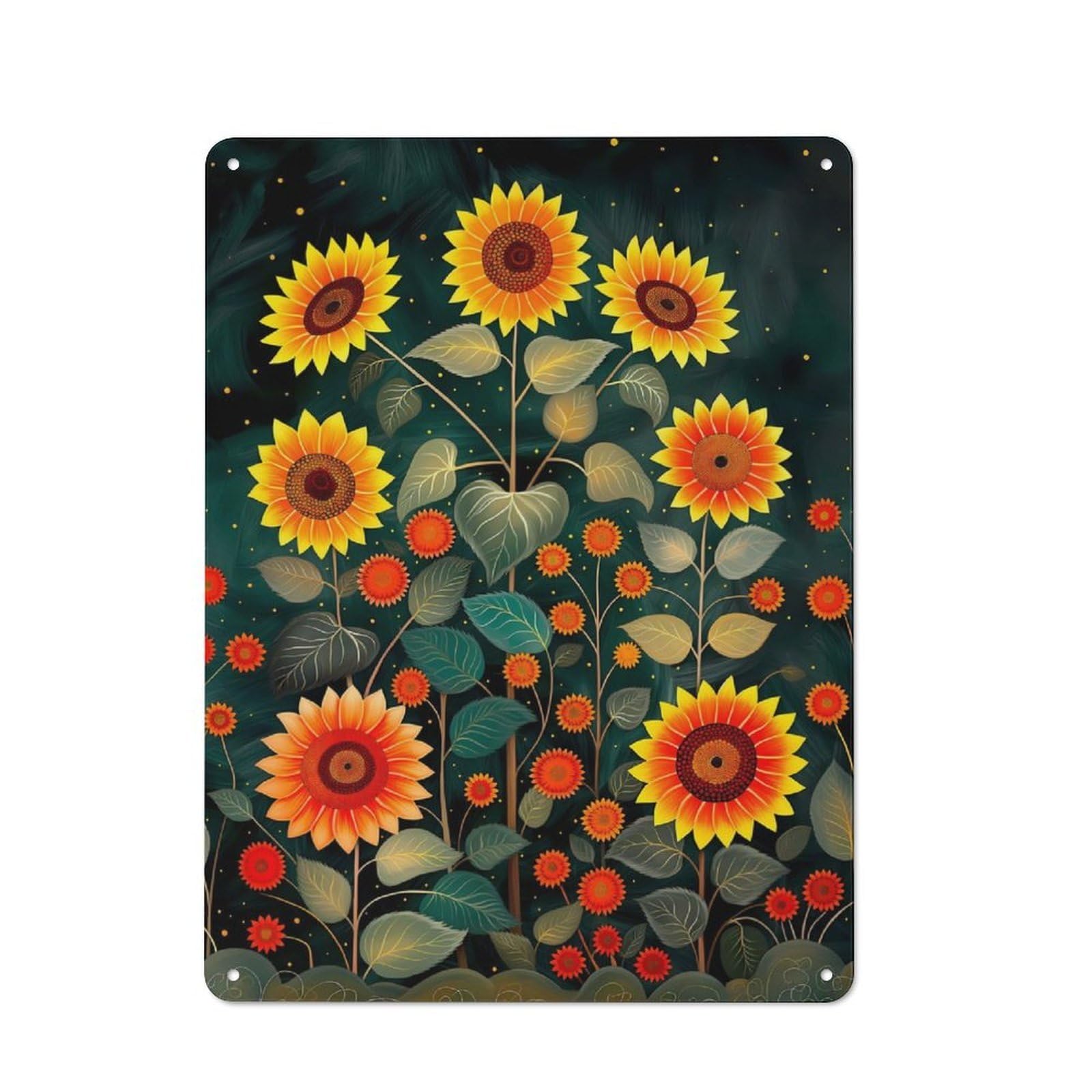 Junmoney Sunflower Flower Decor Tin Wall Plaque 40X30cm With For Dining Room Or Kitchen, A Metal Wall Feature For Kitchens And Dining Spaces