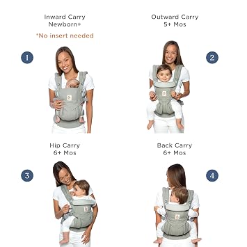 Ergobaby Metro+ ديلوكس عربة صغيرة الحجم وناقل أطفال Omni 360 في جميع المواضع، حديثي الولادة إلى طفل صغير (0-48 شهرًا)