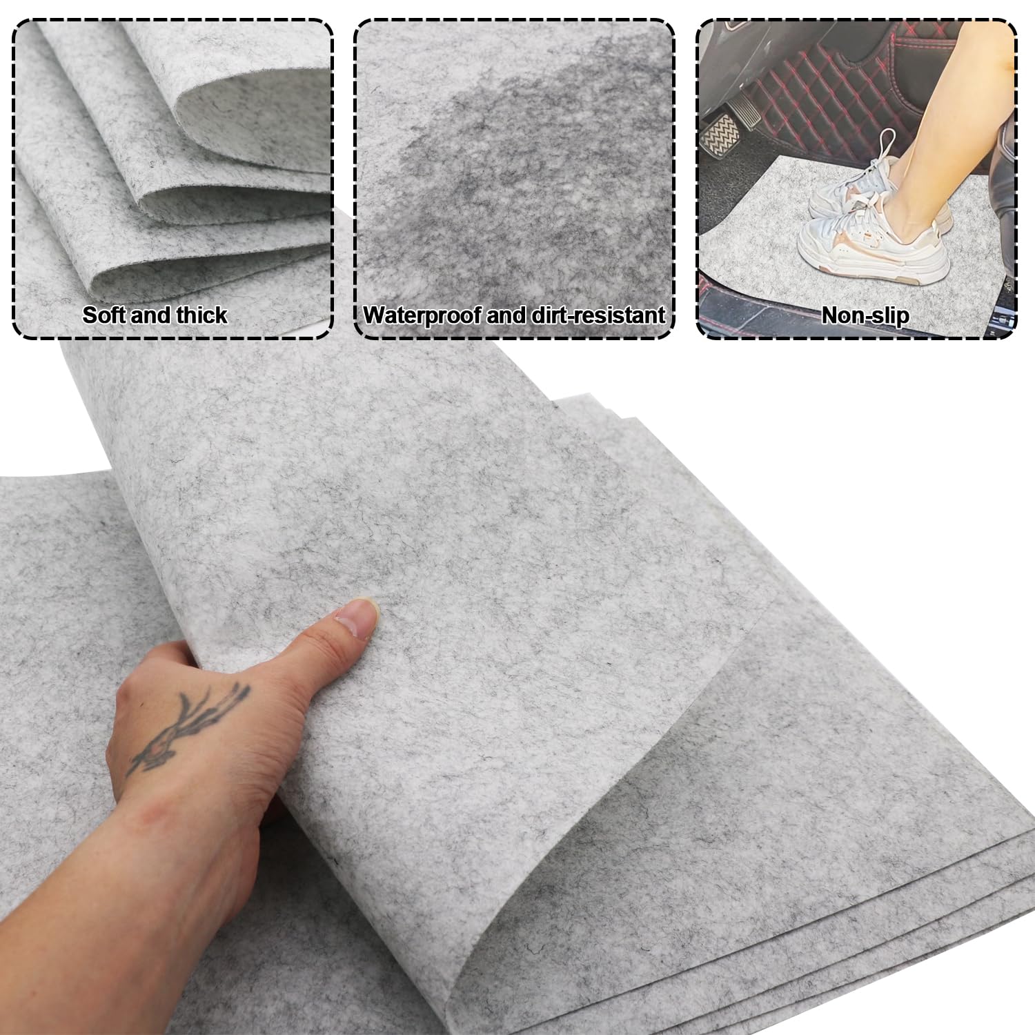 RUENXG 20PCS Grey Disposable Car Floor Mats 19 6x15 7 Inch Heavy-Duty Automotive Floor Protectors for Car Wash — view 4