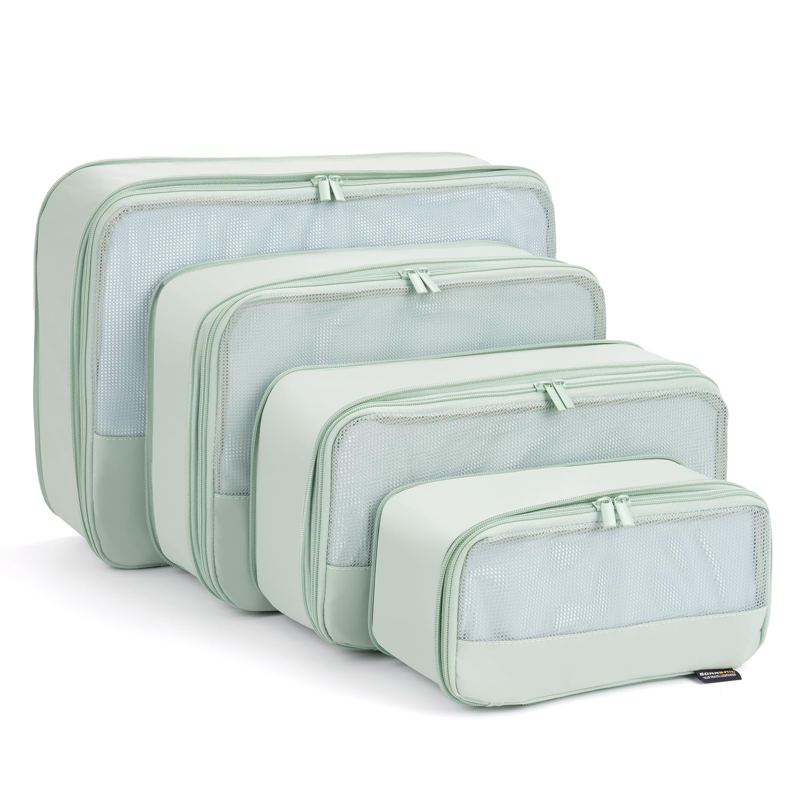 Paquete de 4 cubos de embalaje de compresión para maletas y mochilas, organizadores de embalaje ligeros de viaje, bolsas de equipaje que ahorran espacio (verde claro)