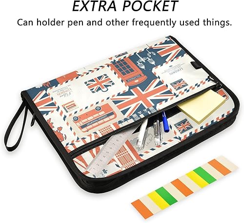 Miniatura 2 de Carpeta de archivos expansible con temática retro del Reino Unido y Londres, 13 bolsillos, organizador expansible, carpeta de archivos para tamaño