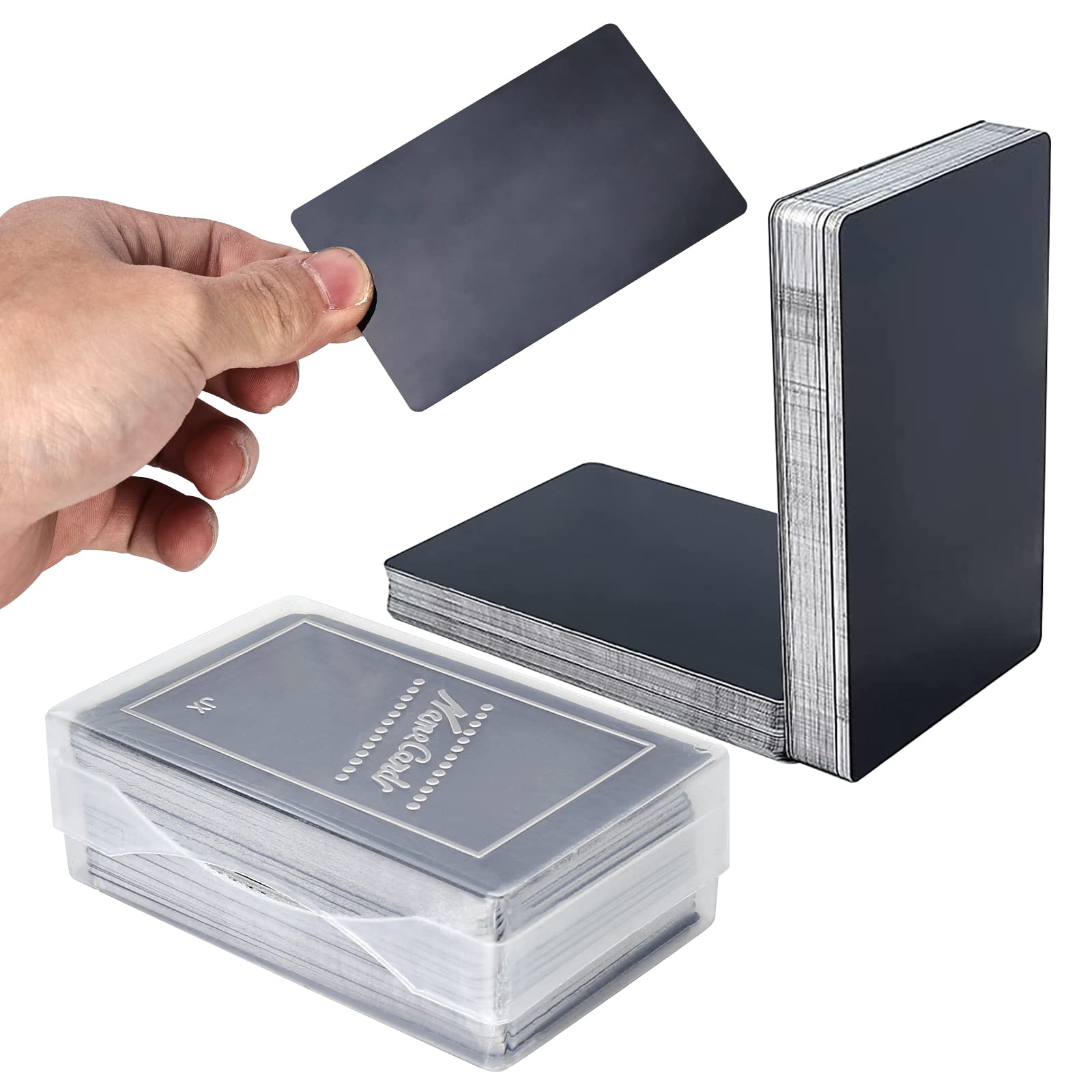 Vegena 150 Piezas Tarjetas de Visita de Metal y Aluminio, Personalizadas en Blanco Con Marca Grabada Con Láser