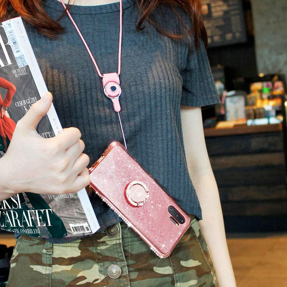 OCYCLONE Galaxy Note 10 Plus/Note 10 Plus 5G Case, Glitter Cute Case for Women Girls with Kickstand, Bling Diamond Rhinestone Bumper with Ring for Samsung Galaxy Note 10+ Plus 5G - Rose Gold Pink