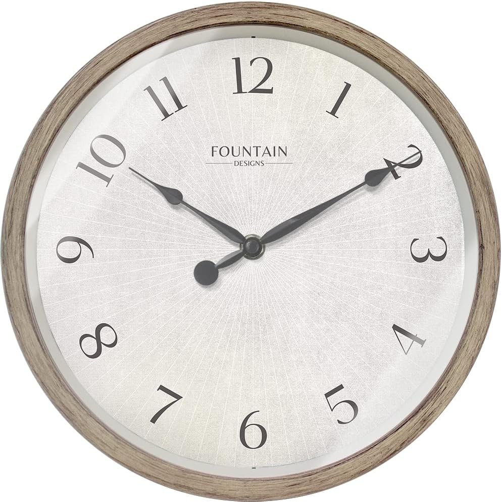 Reloj moderno de granja de 10 pulgadas, reloj silencioso sin tictac, moderno y vintage, acabado de roble gris claro. (reloj de decoración de pared)
